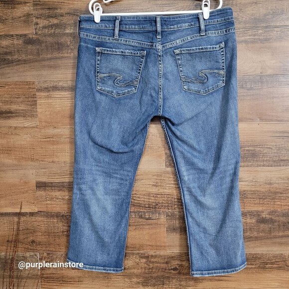 Silver Jeans 36 Suki Capri Mid Rise Tummy Control Medium Light Wash Stretch - Picture 3 of 12